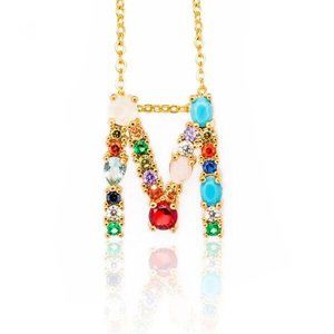 Bejeweled M Initial Pendant Necklace